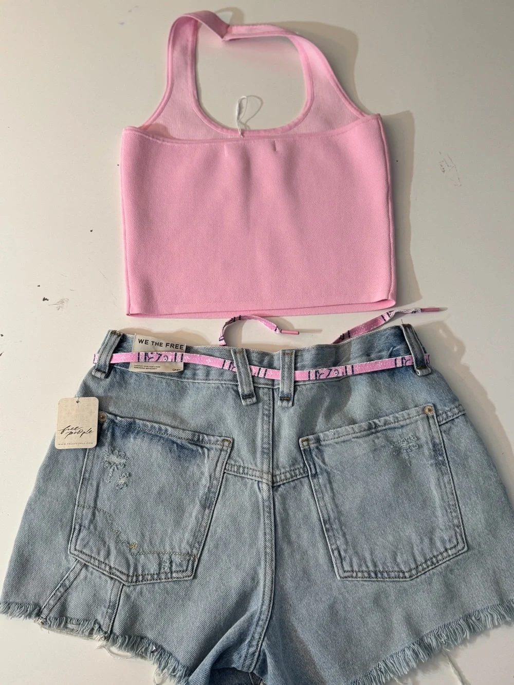 FREE PEOPLE - WE THE FREE JEAN SHORTS AND HALTER TOP! NEW WITH TAGS